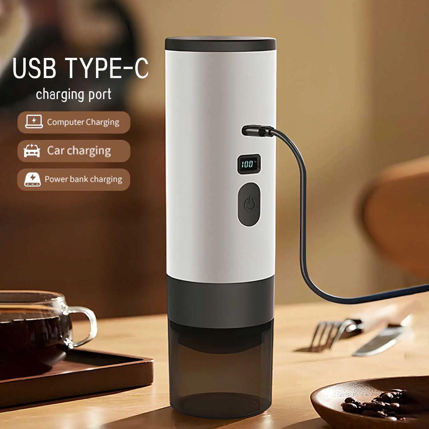 Macchina per caffè espresso portatile 3 in 1 da 20 bar per auto, casa, campeggio, viaggi, capsula, riscaldatore automatico, caffettiera