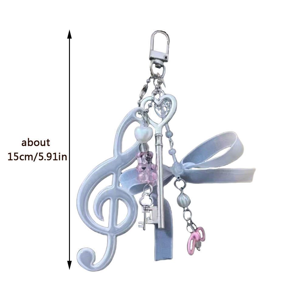 New Resin Music Note Keychain For Bags Creative Bag Charms Bag Pendant Ins Phone Pendant Backpack Hanging Ornament Bow Keyring