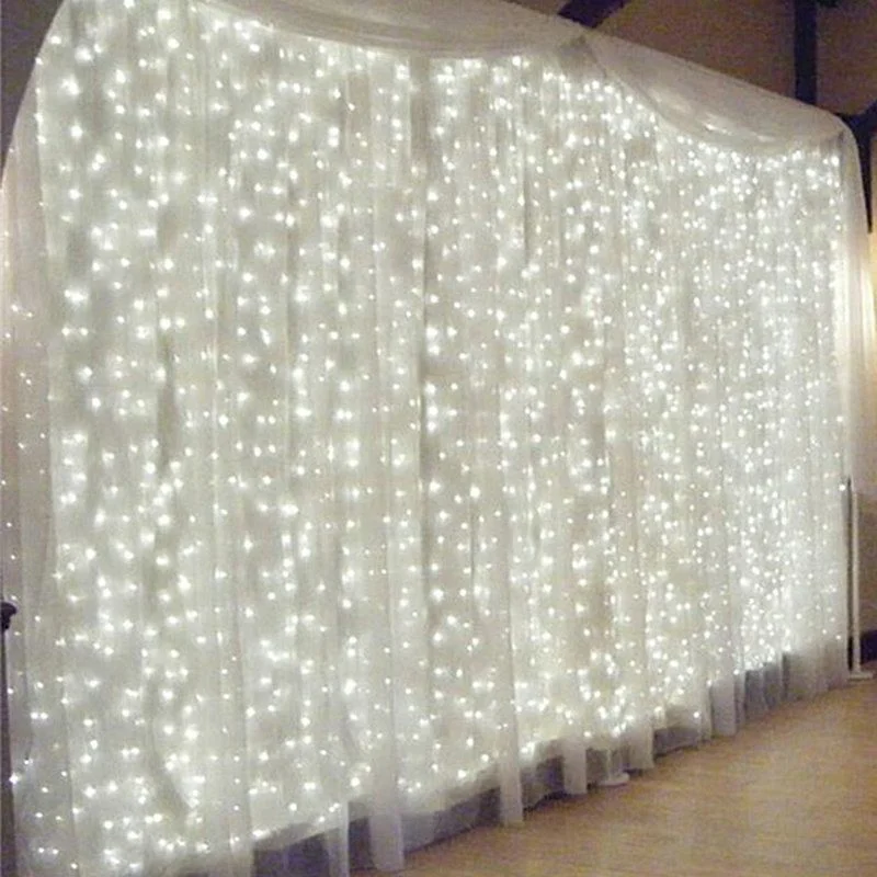 3 M/6 M ใหม่ปีผ้าม่าน Garland ไฟ LED String 8 โหมดโคมไฟวันหยุดงานแต่งงานคริสต์มาสไฟ Fairy สําหรับห้องนอน home Decor