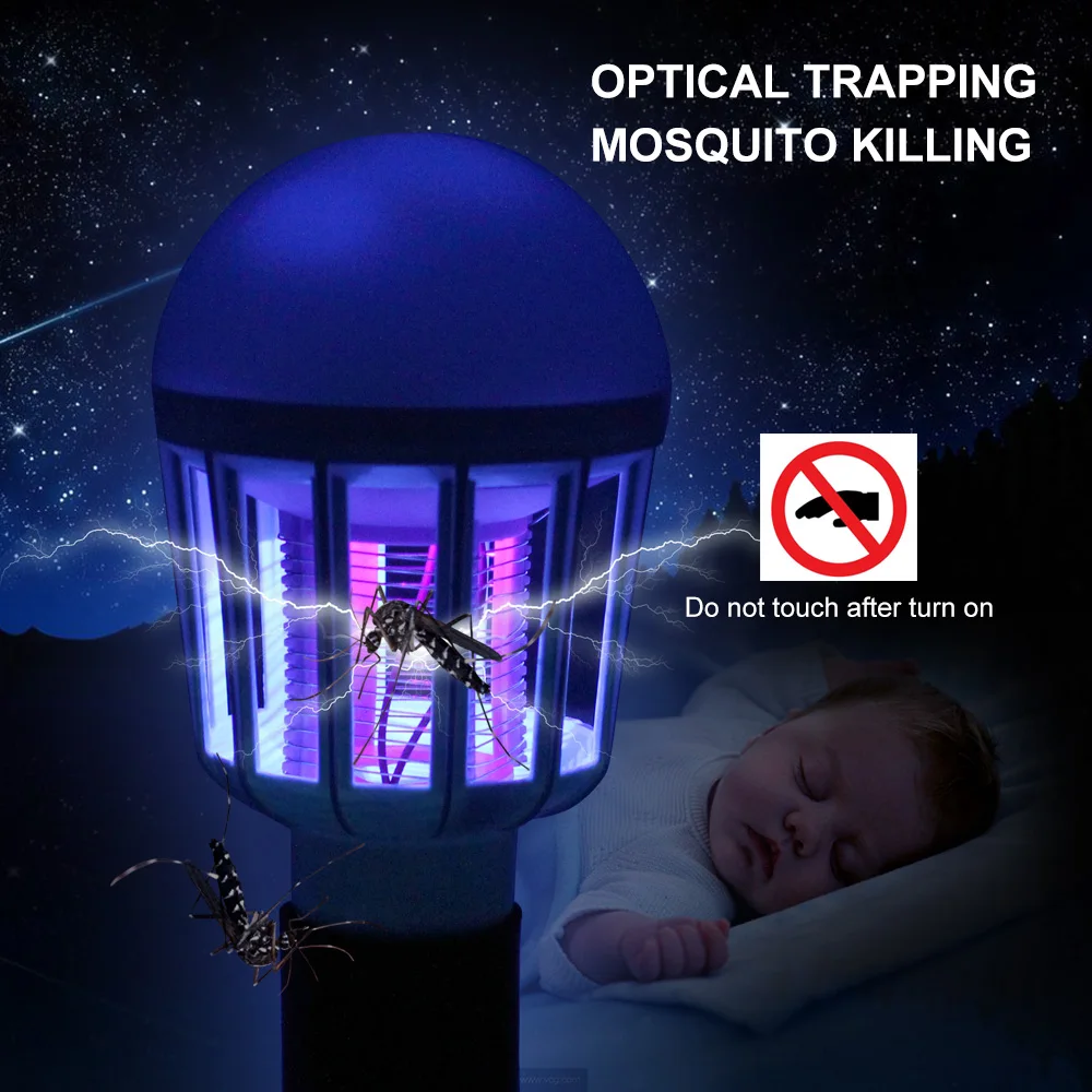 1 Uds. Lámpara electrónica antimosquitos AC 220V E27 9W bombillas LED trampa insectos iluminación del hogar dormitorio luces antimosquitos