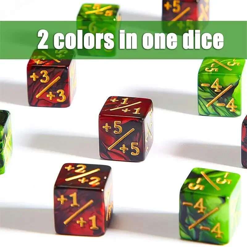 10 Stück 16 mm 6-seitige Würfelzähler + 1/-1 Würfelzählwürfel und negative zweifarbige positive und negative Würfel