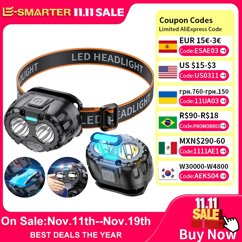 Poderoso farol led ipx4 à prova dwaterproof água lanterna de cabeça de emergência 250lm xpe led farol 500mah para pesca ao ar livre acampamento caminhadas