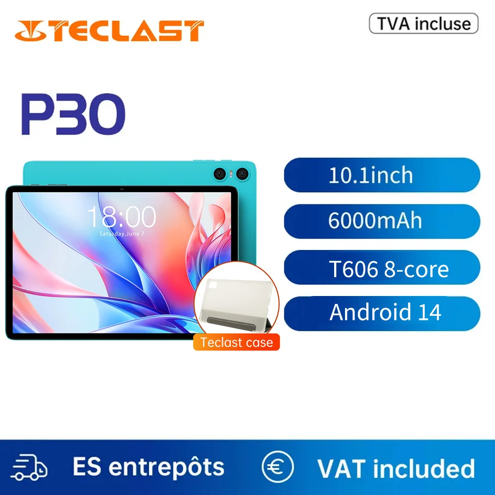 Teclast P30 2024 Tablet Allwinner T606 8-core 1,8GHz 12GB (4GB+8GB)RAM/128GB ROM/10,1inch 1280×800iPS WIFI 6000mAh Type-C 5MP+2M