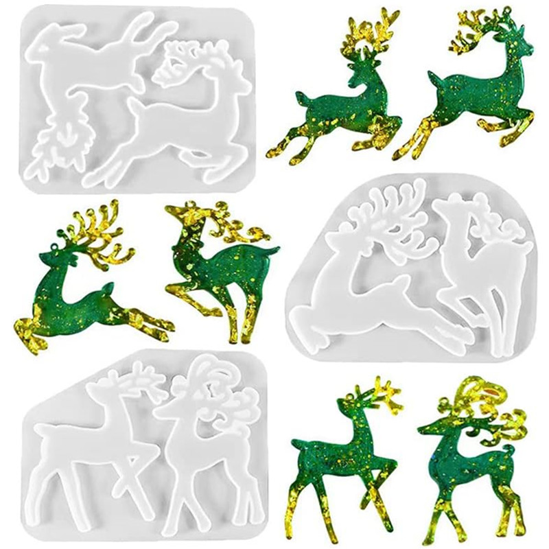 DIY Kristall Epoxidharz Form Weihnachten Serie Weihnachten Elch Schlüsselanhänger Ornament Silikonform