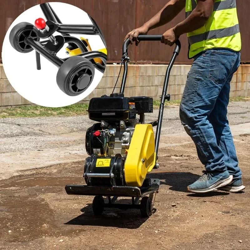 Hot Sellers.7.0HP 5000VPM 5500MAX Gas Vibration Compaction Force 20 x 14 inch Plate Compactor w/Built-in Wheel.NEW