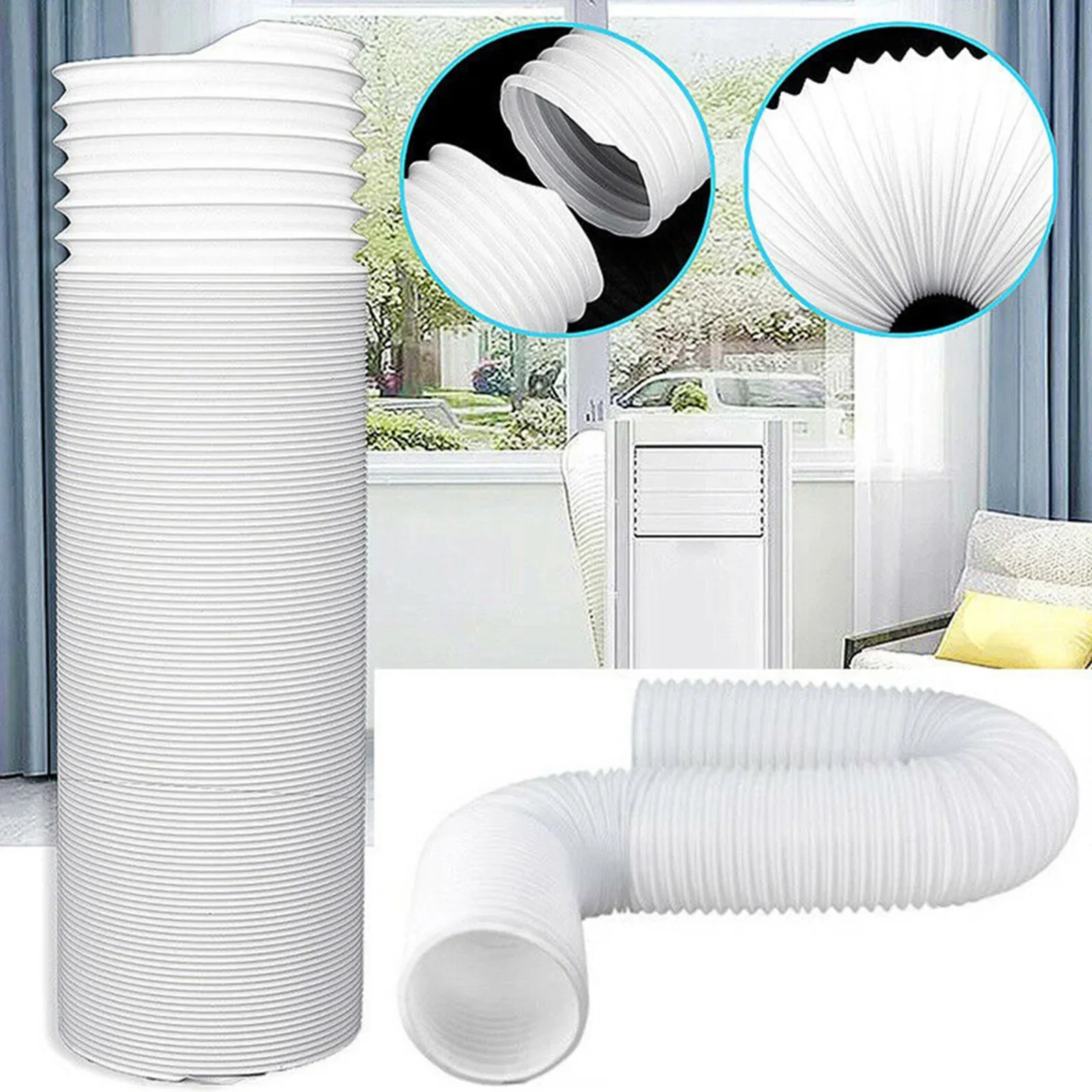 เครื่องปรับอากาศแบบพกพาหน้าต่าง Vent Kit AC ท่อไอเสีย Universal Coupler ปรับหน้าต่างซีล Universal ท่อขยายท่อ