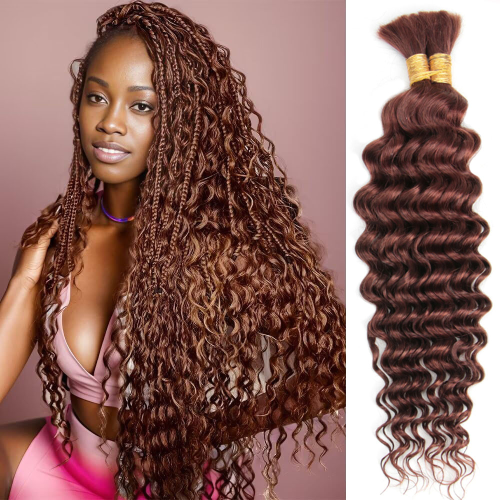 Cabello humano a granel de onda profunda para trenzar, cabello trenzado humano sin trama para trenzas bohemias, extensiones de cabello humano virgen brasileño 33 #