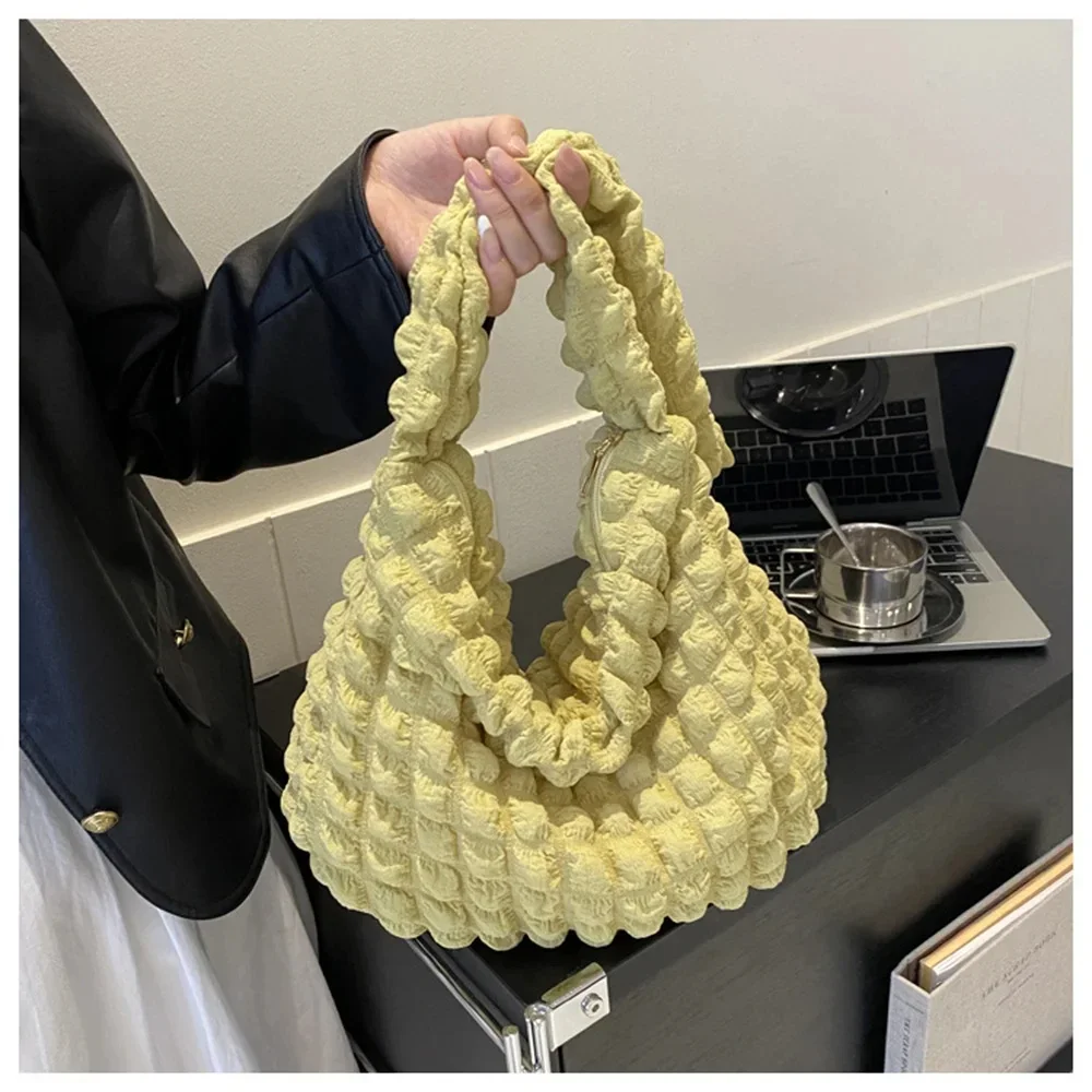 Sac à bandoulière plissé brodé à carreaux – Sac à bandoulière et sous les bras, fourre-tout matelassé élégant de grande capacité pour femme