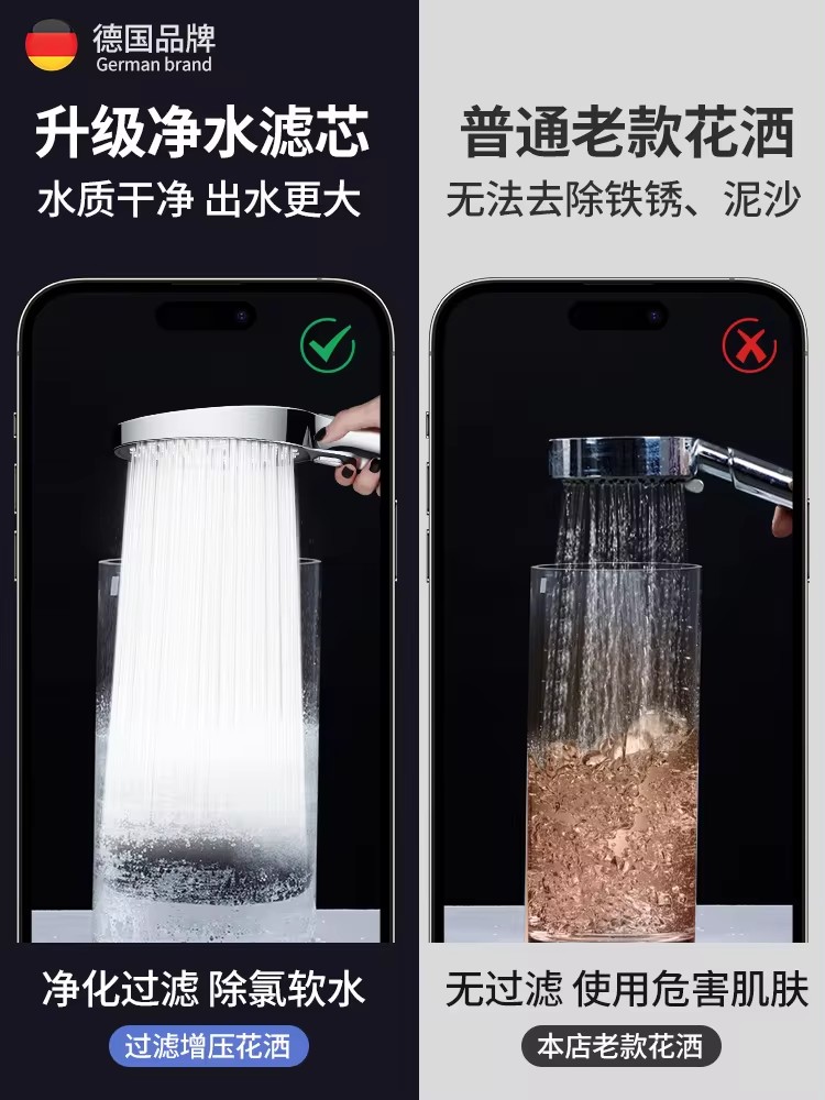 150MM Big Panel 3 Modes Pressure Boost Shower Head With Filter Adjustable Spray Nozzle Massage Shower Faucet Bathroom Accessorie