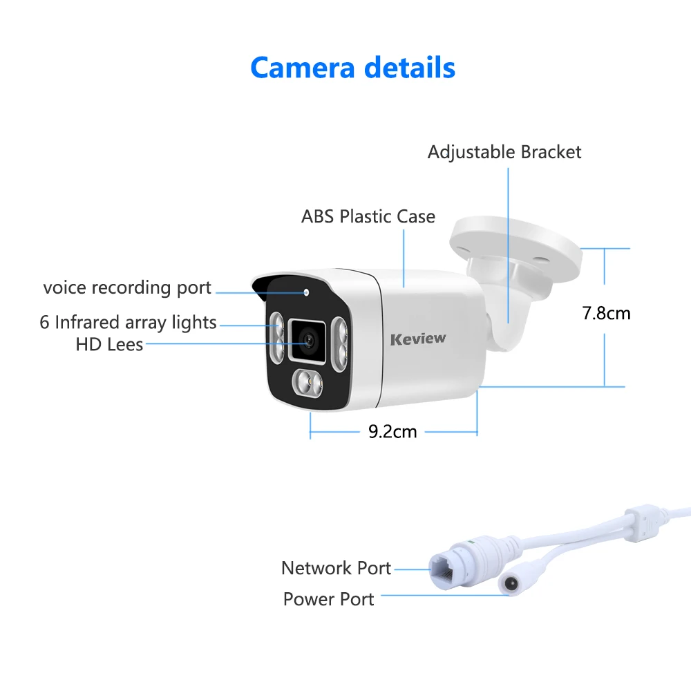 POE 8MP 4K 5MP 4MP กล้อง IP POE กันน้ํากลางแจ้ง H.265 การเฝ้าระวังความปลอดภัย Bullet กล้องวงจรปิด Motion Detection กล้อง