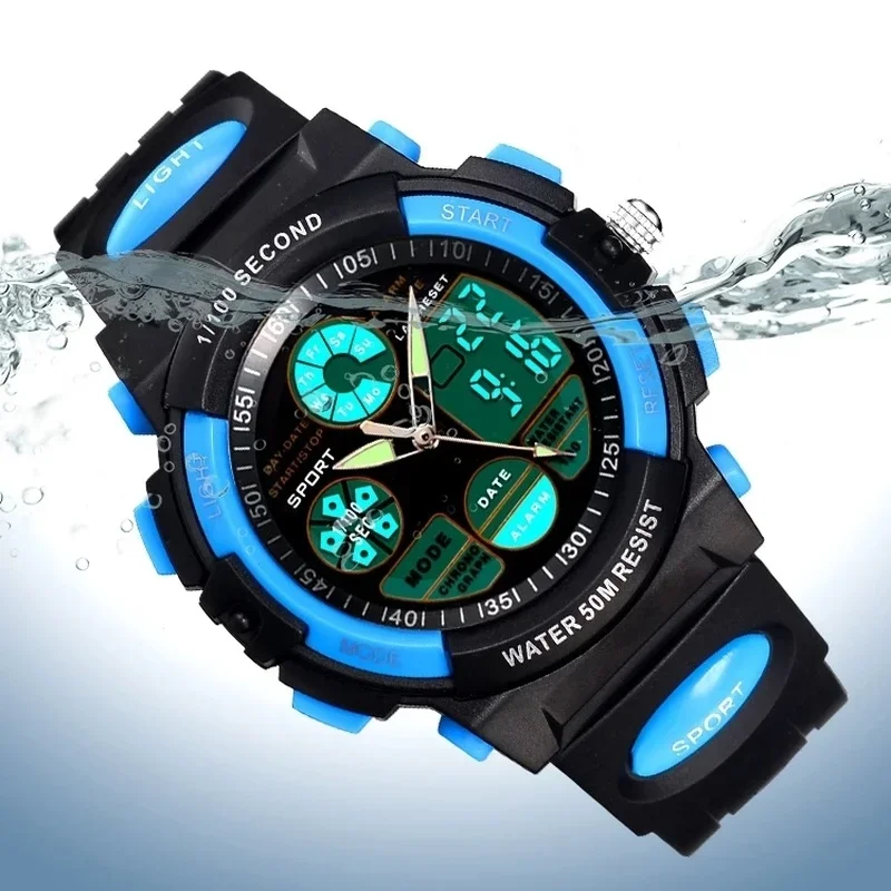 Relógios eletrônicos infantis cor luminosa dial vida à prova dwaterproof água multi-função luminosa despertadores relógio para meninos e meninas