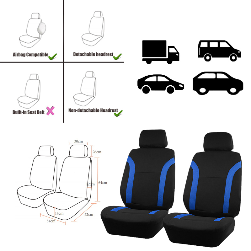 AUTO PLUS Sport Universal Polyester Auto Sitz Abdeckung Set Fit Meisten Auto Plain Stoff Bicolor Stilvolle Auto Zubehör Seat Protector