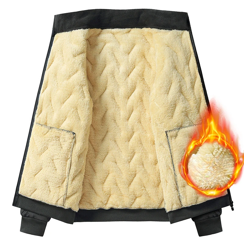 Abrigo de invierno para hombre, abrigo de cordero, Top más abrigos cálidos gruesos de terciopelo, chaqueta de invierno de alta calidad con cuello levantado para hombre