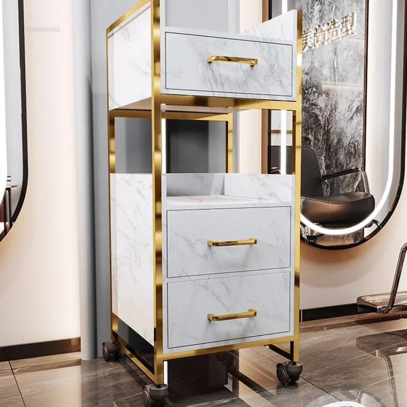 รถเข็นเก็บล้อ Chariot De Service ตัดผมรถเข็นช่างทําผมมืออาชีพ Hairdressing รถเข็น Rolling ถาดสปาช้อปปิ้ง