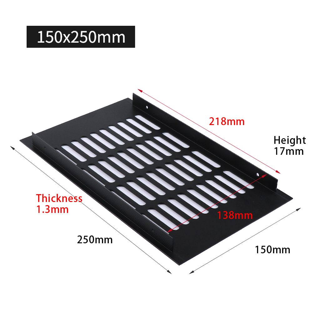 150mm Aluminium Ventilation Grille Cabinet Wardrobe Air Vent Rectangular Ventilation Cover Black For Bathroom Doors