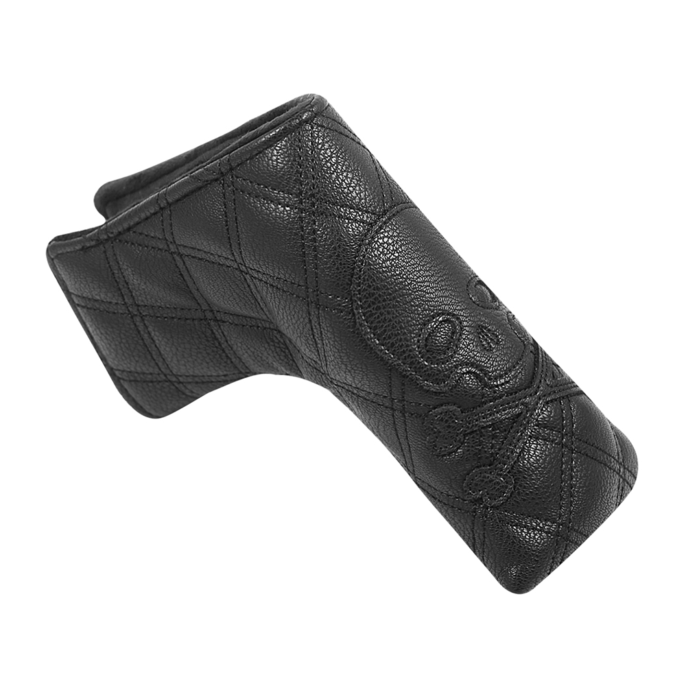 Clássico crânio preto couro do plutônio gancho e laço golf club driver headcover lâmina mallet putter cobre