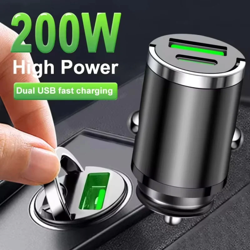 200w mini carregador de carro carregamento rápido para iphone qc3.0 mini pd usb tipo c carregador de telefone móvel do carro para xiaomi samsung huawei