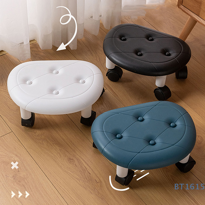 Taburete bajo rodante, silla de polea para el hogar, taburete giratorio de 360 grados, asiento con ruedas, taburete de cambio de zapatos para niños