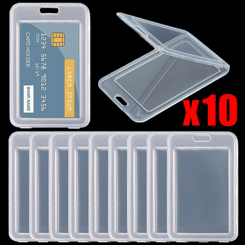 1-10 Uds. Funda transparente impermeable para tarjetas, funda rígida de plástico para tarjetas de autobús, tarjetas de crédito comerciales, funda protectora para tarjetas de identificación bancaria