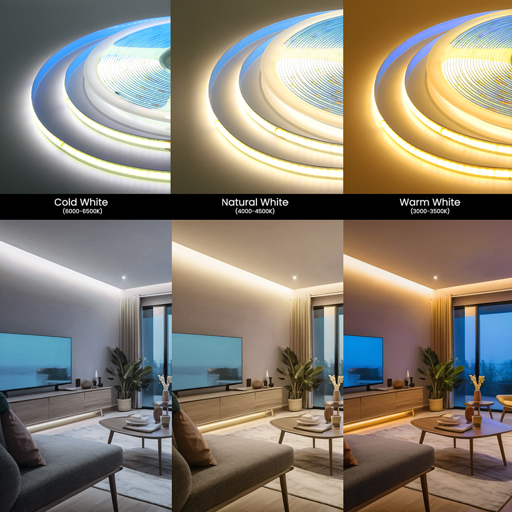 220V 5 メートル 10 メートル 15 メートル 20 メートル 50 メートル COB LED ストリップライト超高輝度 240LED/m フレックステープリニア照明 RA90 8 ミリメートル PCB ウォームナチュラルホワイト