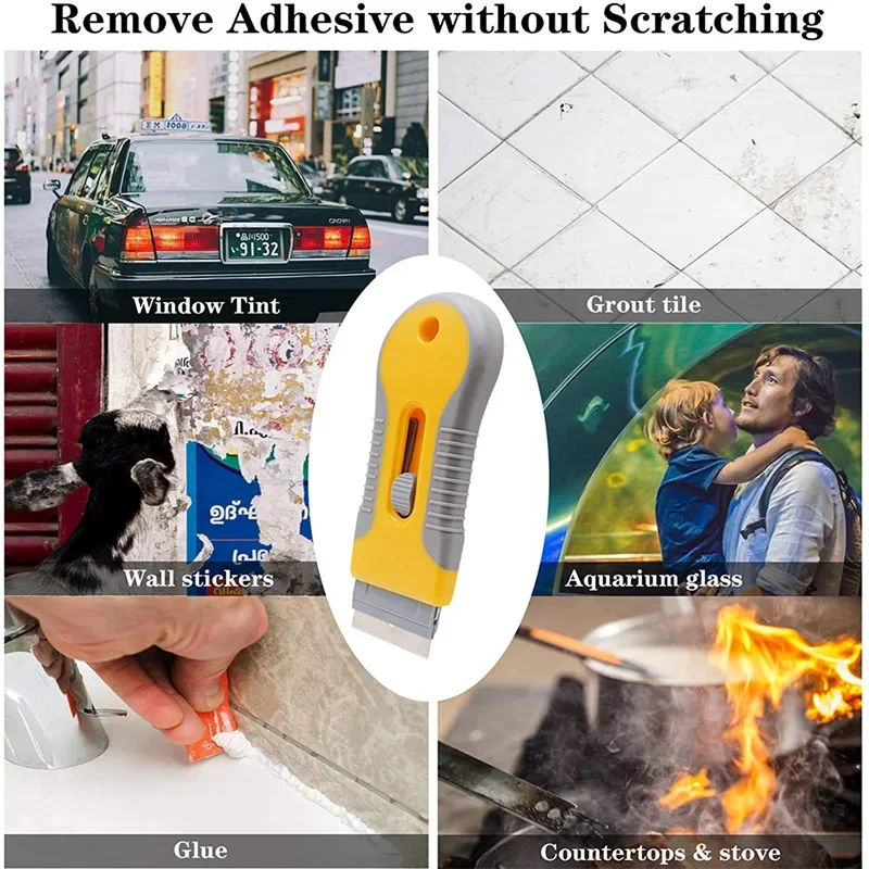 Scraper Blade Tool or 5pcs Blades, Retractable Paint Stripping Cleaning Tool for Removing Paint From Label Stickers Decals Glass