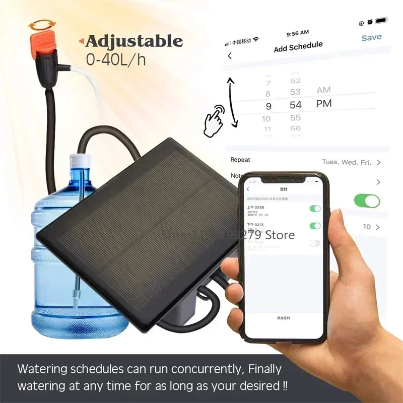 Tuya Wifi Solar Power Timer Pumpe Automatische Tropf Bewässerung Kit Garten APP Fernbedienung Bewässerung System 10/15 Köpfe Kit