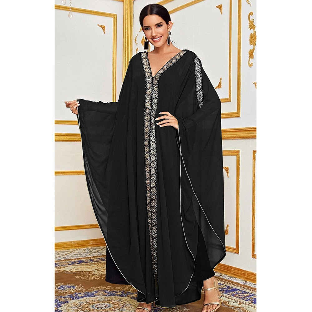 Abaya Marruecos Kaftan Dubai vestido largo con capucha manga de murciélago Kaftan Farasha mujeres musulmanas Kimono abierto africano Boubou vestido largo de noche