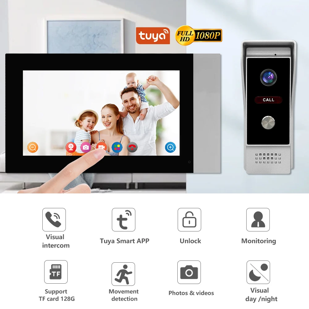 Tuya 7-inch visuele intercom Kleur High-Definition intelligent scherm Villa Gemeenschap Deurbel Beveiliging Antidiefstaltoegang