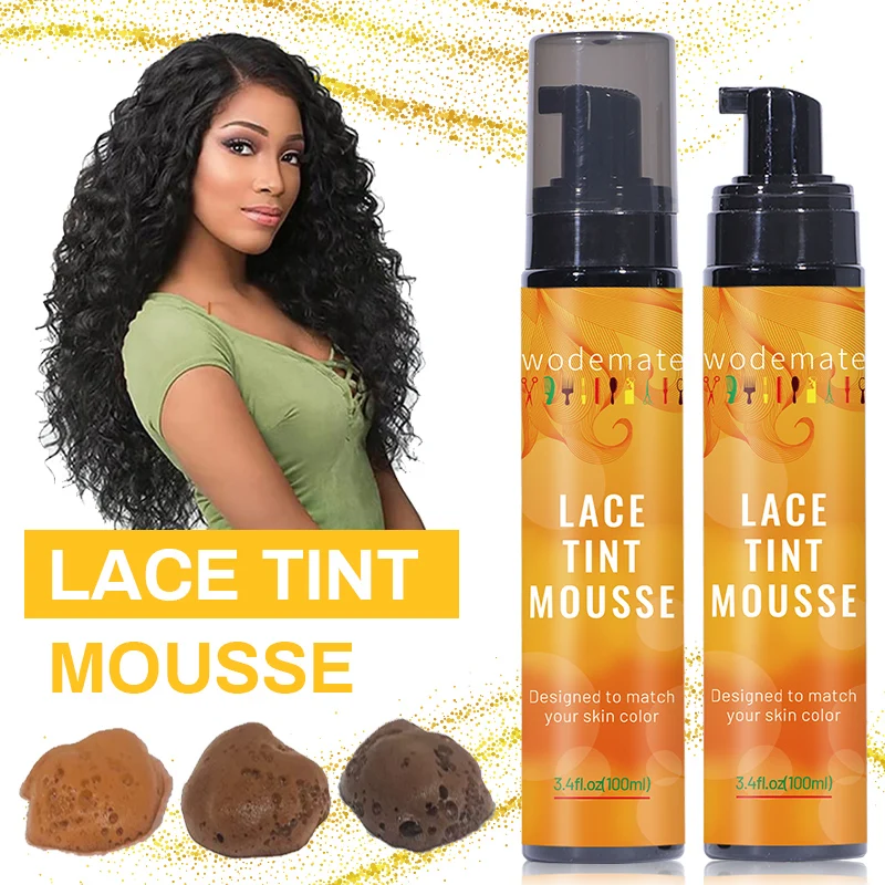 Mousse de tinte de encaje, tinte de encaje resistente al agua, Spray para peluca de encaje, tinte para el cabello marrón claro, rejilla de peluca de secado rápido, corrector sin residuos