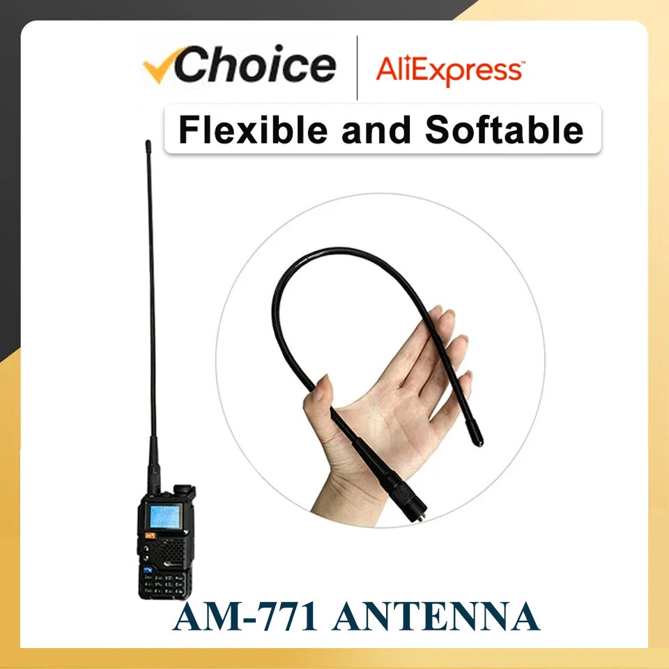 AM-771 Walkie Talkie SMA-Vrouwelijke Antenne 108-136Mhz Air Band Zachte Zweep Antenne Voor Quansheng UV-K5 UVK-6 AR-830 Radio Accessoires