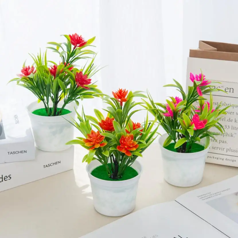 Künstliche Blumen, Bonsai-Vase für Heimdekoration, Mini-Topf, Festival, Hochzeit, dekorative Blumentöpfe, Badezimmer, Fensterbank, Pflanzen