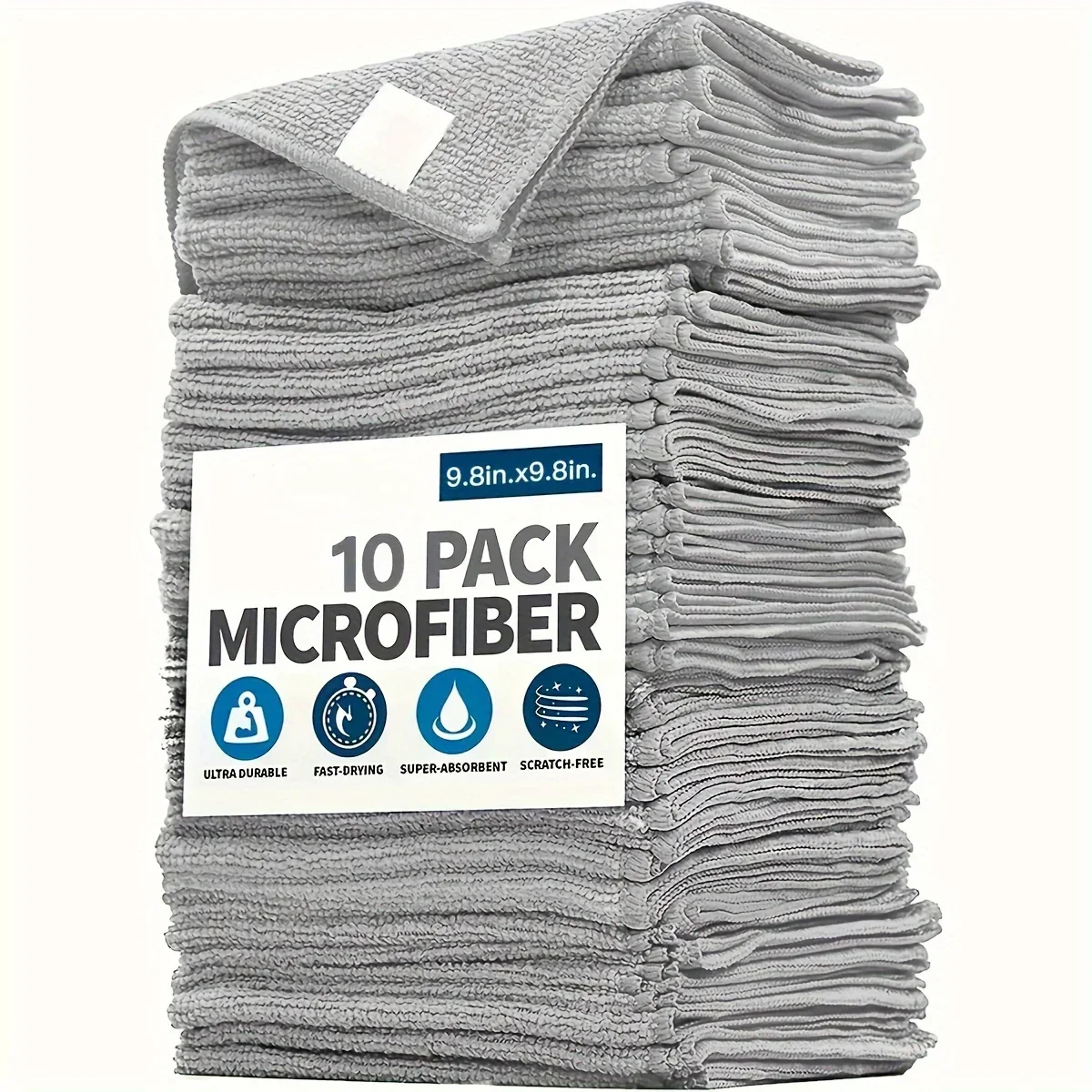Toalla de cocina de 5/10/20 piezas, juego de paño de limpieza gris claro de fibra ultrafina, paño absorbente, suave y quitamanchas