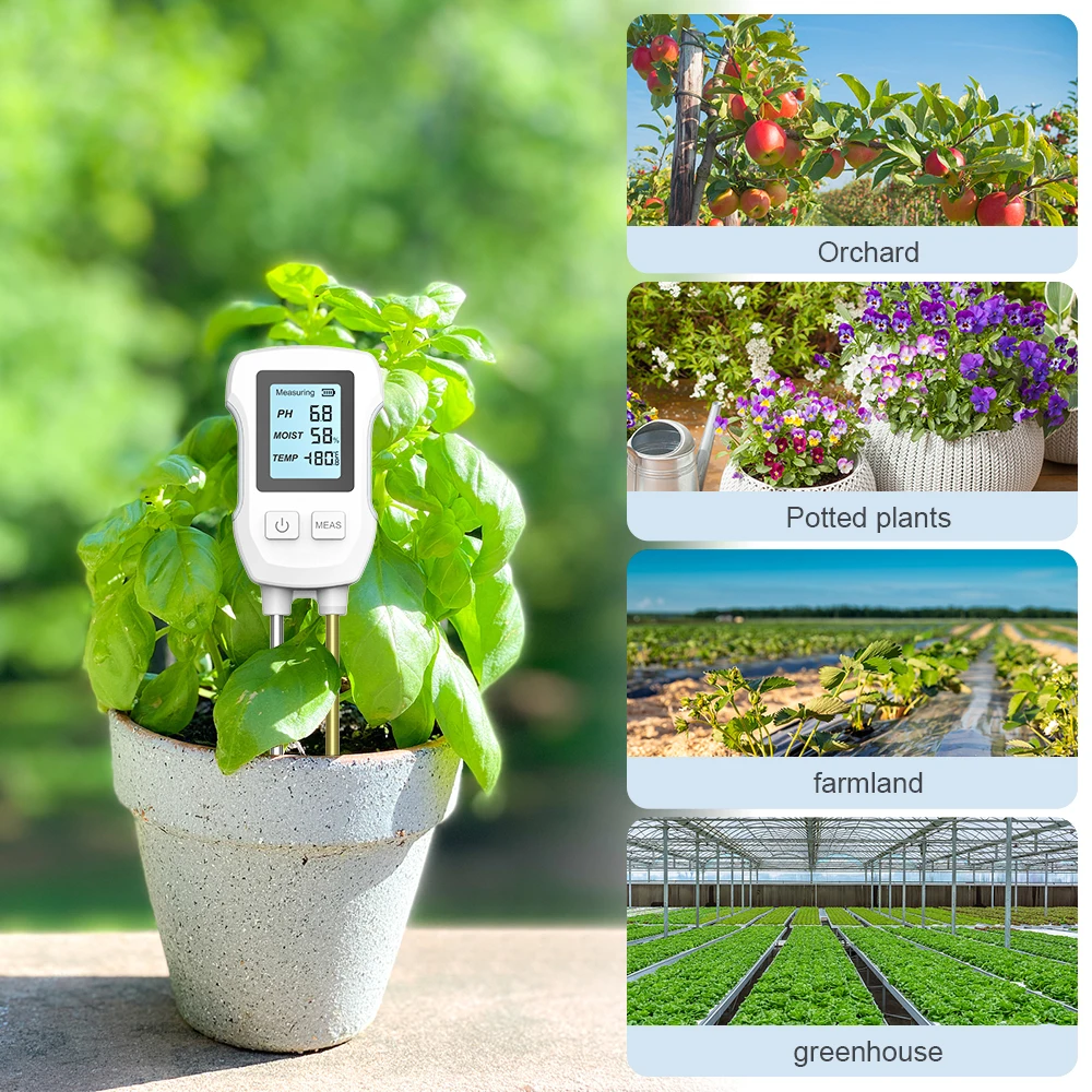 3in1 เครื่องทดสอบดิน PH/ความชื้น/อุณหภูมิดิจิตอล LCD Meter โลหะทนความร้อน Sensor ความชื้นสําหรับพืชดอกไม้สวน