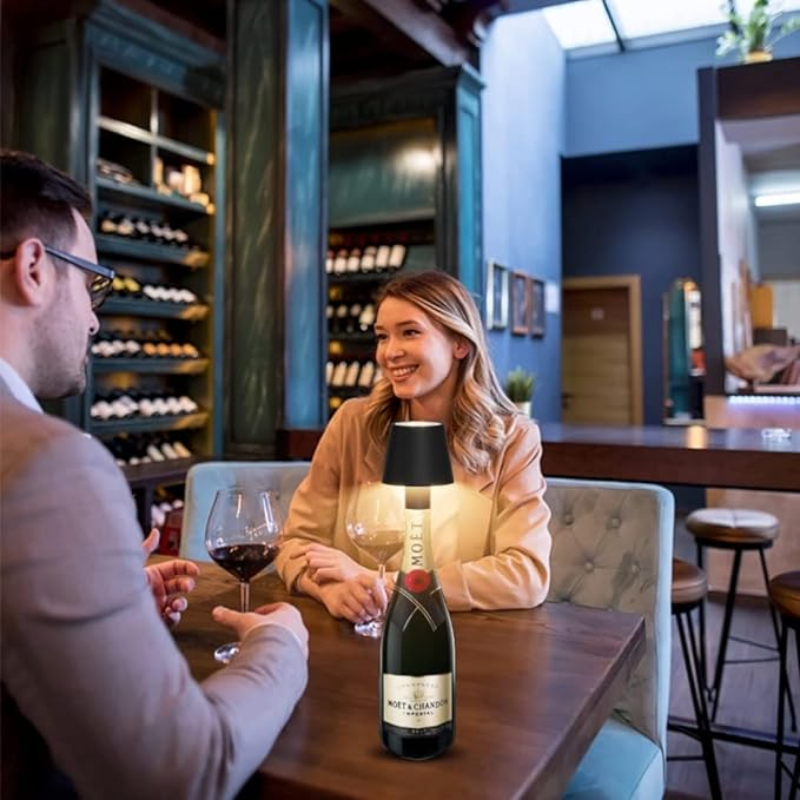 Lámpara LED para botella de vino, lámpara de mesa con cabezal, carga USB extraíble, luz nocturna de ambiente para cafetería, regulable para decoración de palos y Bar