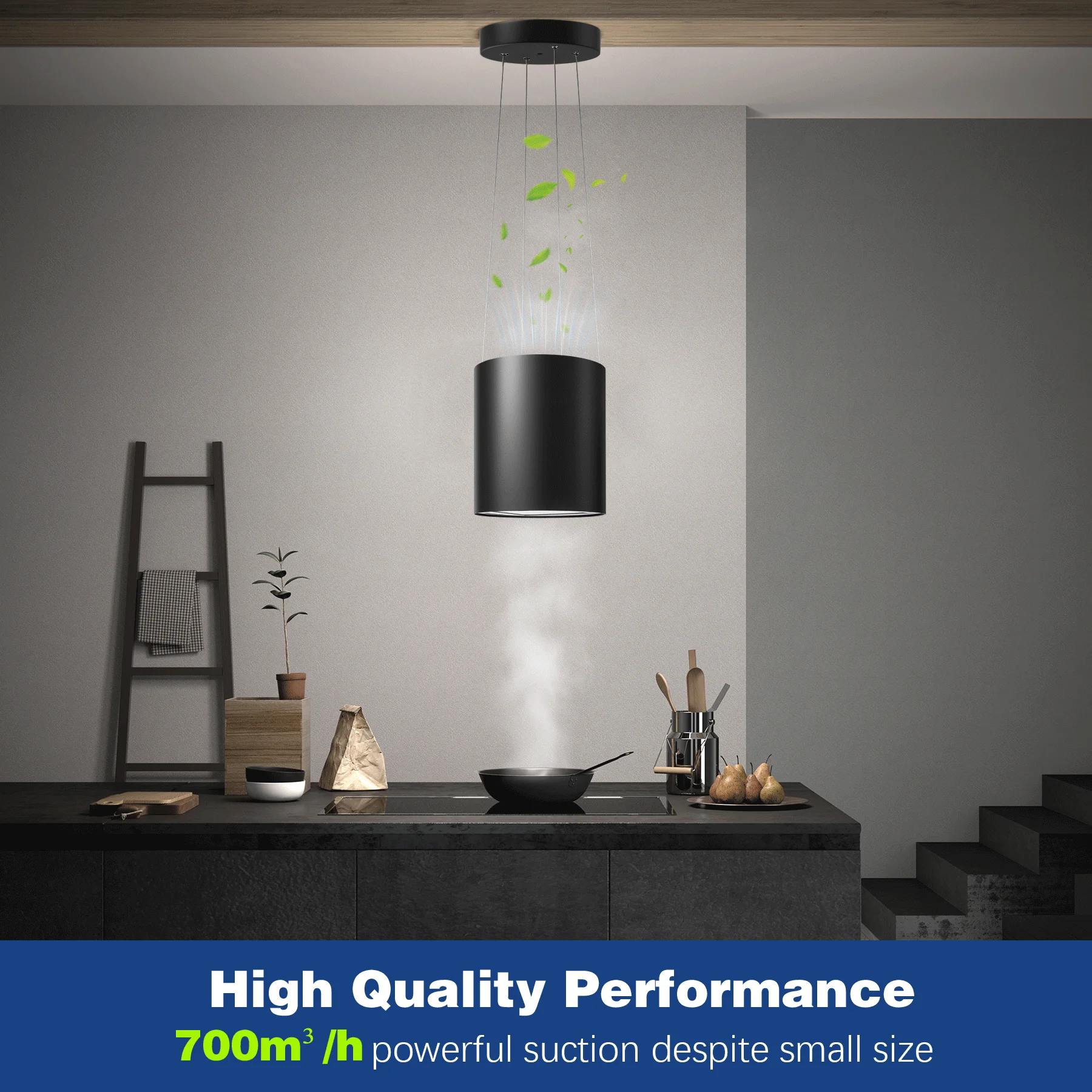 SNDOAS Recirculação 35 cm com sucção de 700 m3/h 3 níveis de potência com filtro de carbono LED Bulb Island Hood Extrator