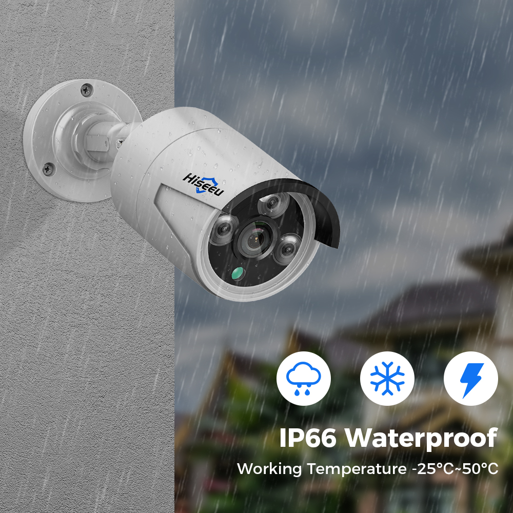 Hiseeu 4MP 5MP POE IP CCTV cámara ONVIF Audio H.265 vídeo impermeable al aire libre vigilancia con cable cámaras tipo bala de seguridad