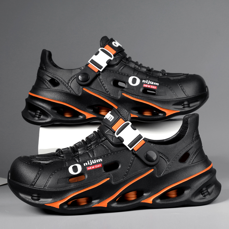 Мужские уличные сандалии, спортивные тапочки, пляжные шлепанцы, дышащие сабо, мужская повседневная садовая обувь, нескользящие походные мужские уличные сандалии