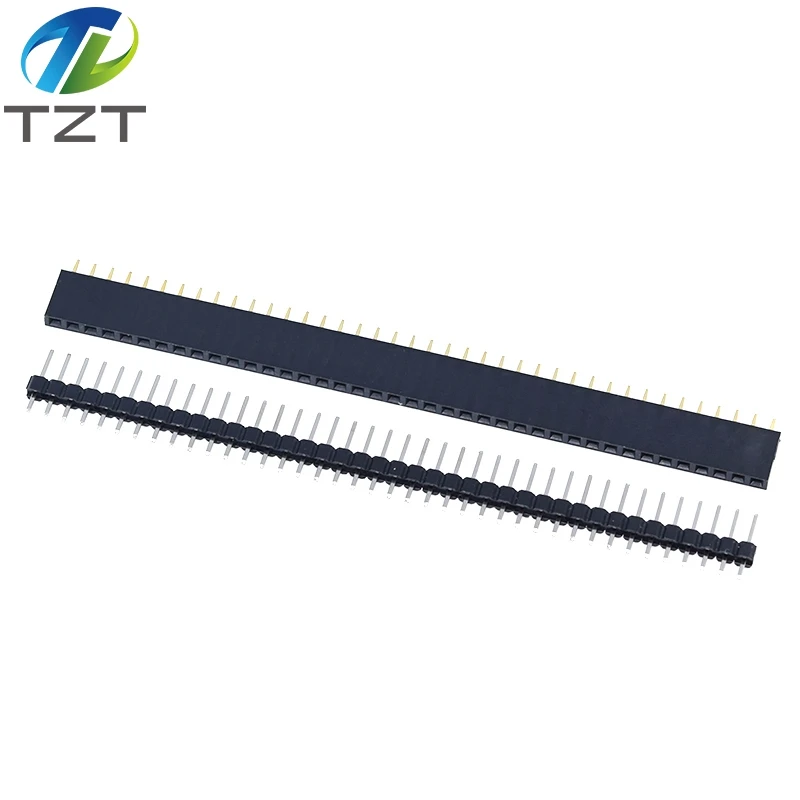 20pcs 10 pairs 40 Pin 1x40 Single Row Male and Female 2.54 Breakable Pin Header JST Connector Strip for Arduino Black