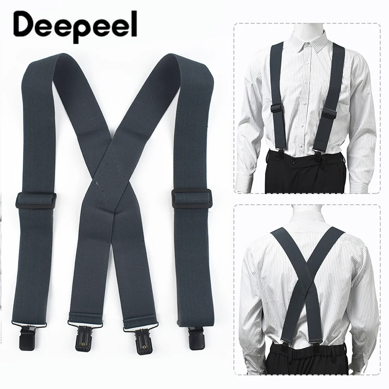 Deepeel модные мужские подтяжки шириной 5 см для взрослых, регулируемый эластичный ремень X-типа, 4 зажима, мужские подтяжки, мужской бандаж для брюк