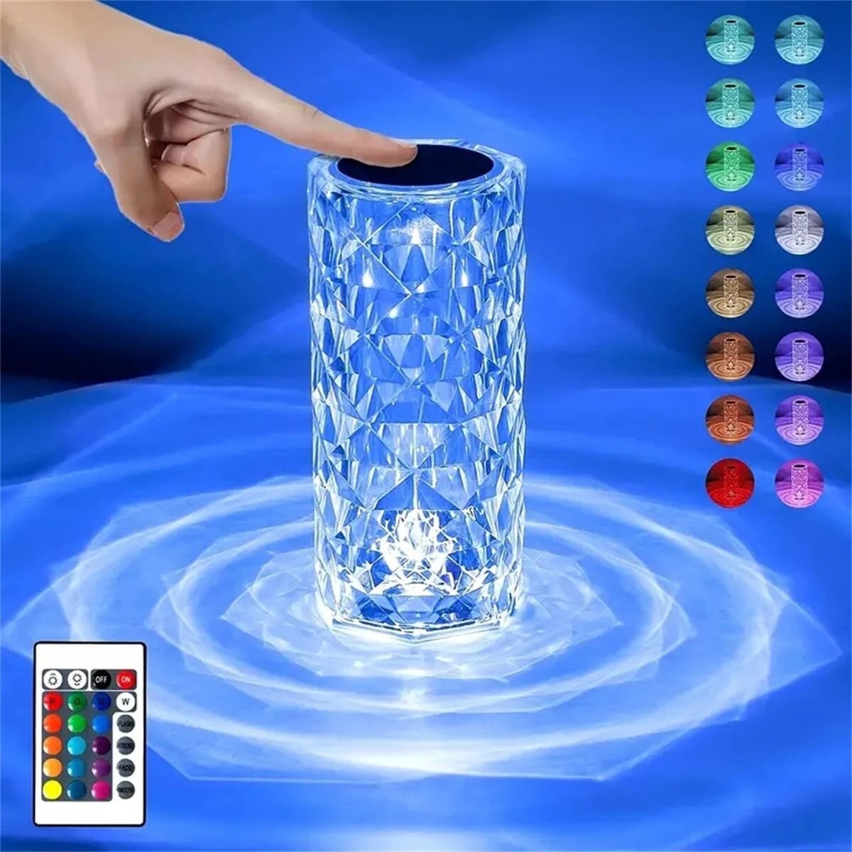 16 kolorów Kryształowa lampka nocna LED Dotykowa projekcyjna lampa stołowa Róża Zdalnie ściemnialna USB Romantyczne nastrojowe światło do wystroju domu