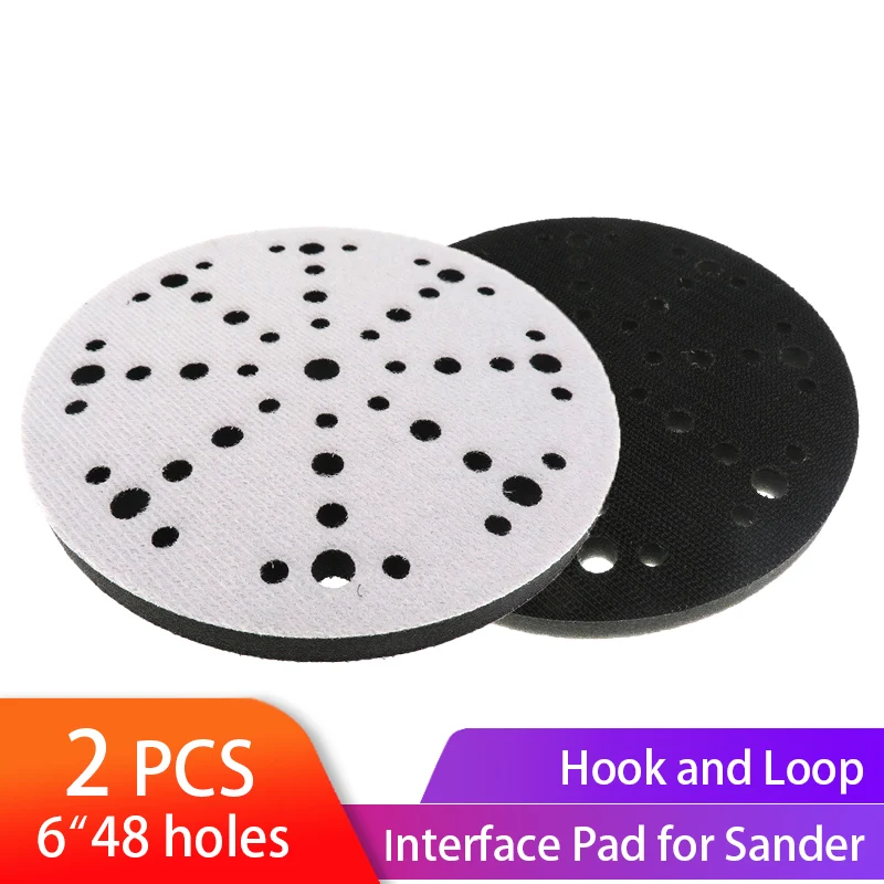 2 ชิ้น Soft Interface Pad 6 นิ้ว 150 มิลลิเมตร 48 หลุมบัฟเฟอร์ฟองน้ําสําหรับแผ่นขัดรถยนต์รถจักรยานยนต์เครื่องมือขัดและไม้