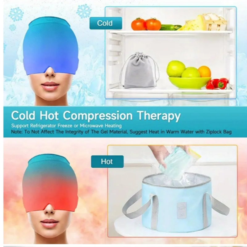 Couvre-chef en soulagement de la Migraine, capuchon de glace en Gel, couvre-chef monocouche, Pack de glace, capuche de compression extensible