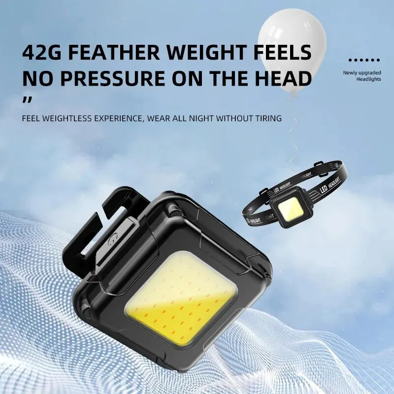 Nuevo Linterna frontal LED COB ultraligera resistente al agua recargable, minilinterna frontal para exteriores, 5W