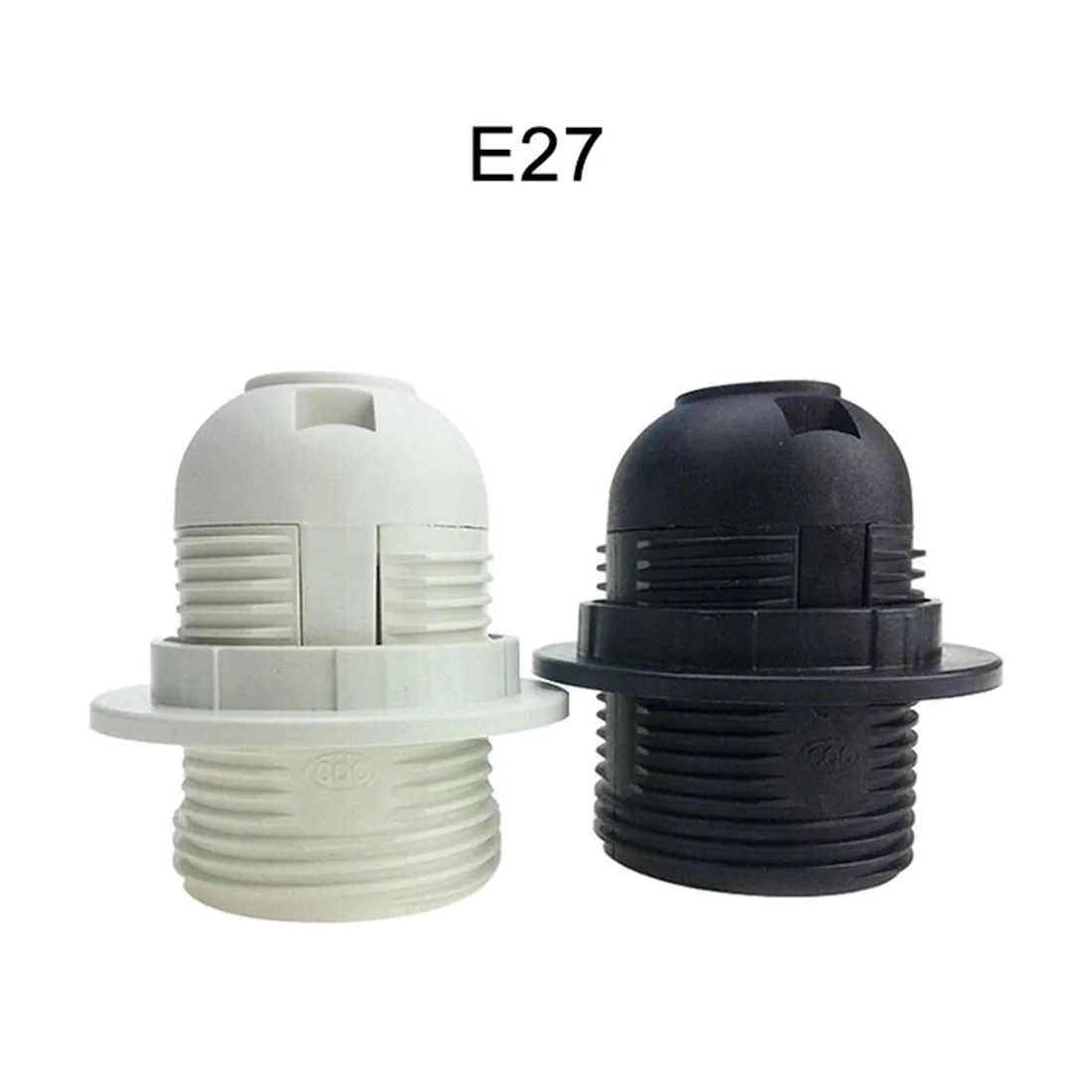 Black White E14 E27 Threaded Light Socket with Shade Ring, Standard Screw-in Light Bulb Socket Replacement, E12 E26 Lamp Holder