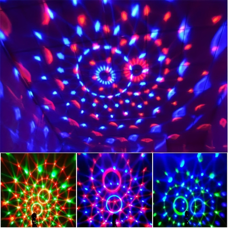 디스코 볼 DJ 야간 조명, 사운드 활성화 RGB 회전 무대 스트로브 램프, 홈 룸 생일 장식, 웨딩 댄스 파티, 1PC