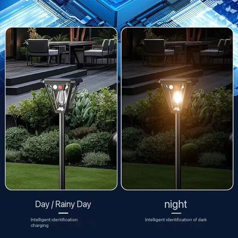 Lámparas de pared solares para acampar al aire libre 2 en 1, lámparas de césped, lámpara de pie, lámparas de inducción LED, lámparas de paisaje de jardín, lámpara decorativa de tungsteno