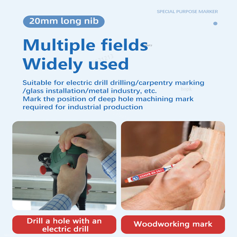 8Pcs/Set Perforating 20mm Deep Hole Long Head Nib Markers For Metal Pen Waterproof Bathroom Woodworking Decoration Multi-Purpose