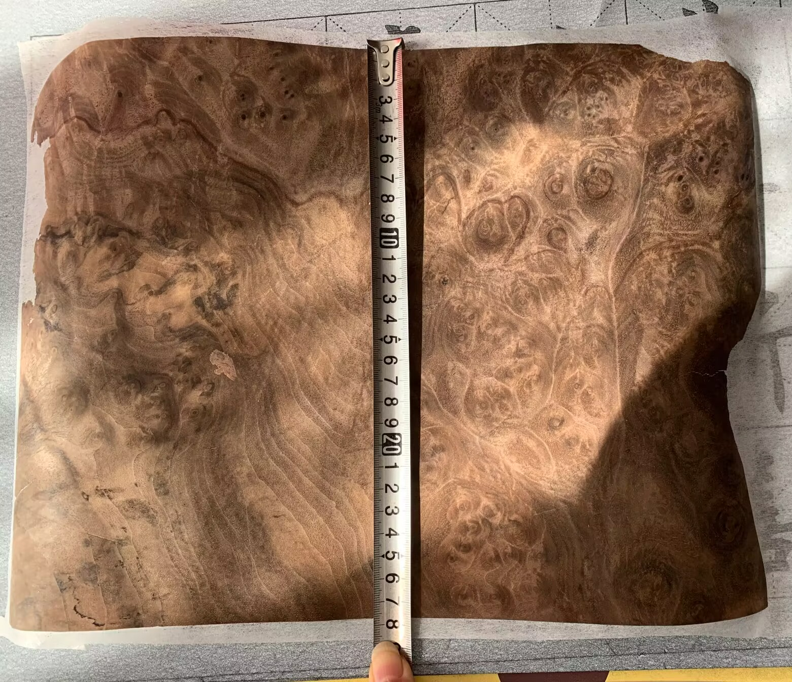 Natural Black Walnut Burl Wood Veneer for Furniture and Instruments - about 0.2mm Thick