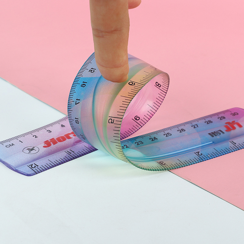 Transparentes buntes flexibles Studenten lineal, Zoll und Metrik, 30 cm, 20 cm, 15 cm
