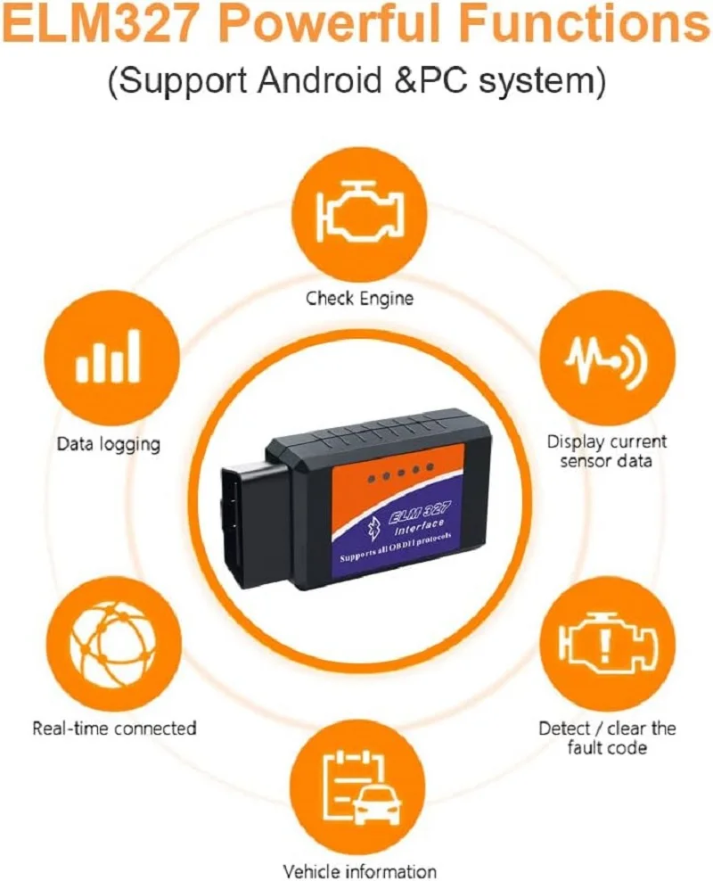 Elm327 obd2 leitor de código scanner bluetooth detector de falhas de carro ferramenta de reparo de diagnóstico automático